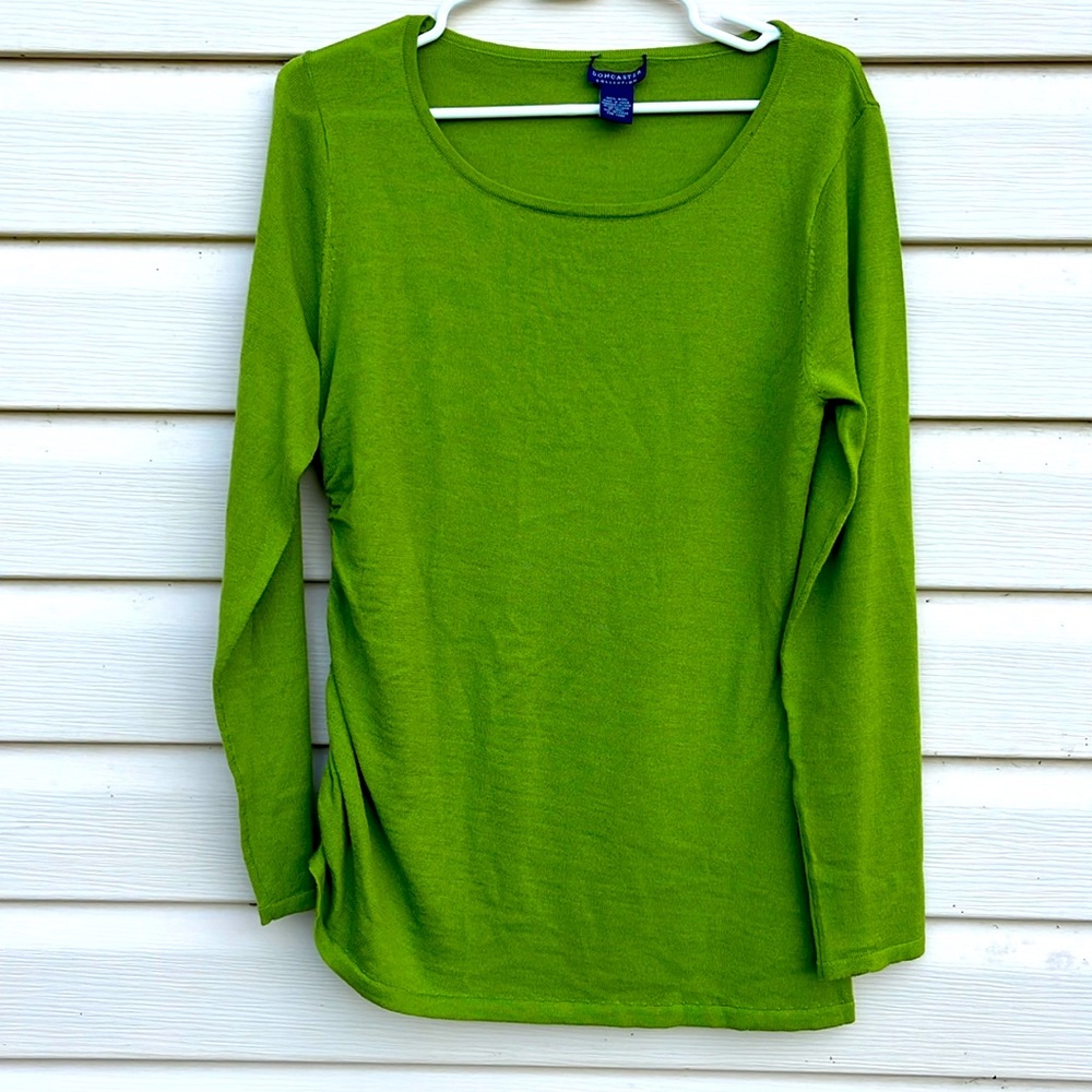 DONCASTER COLLECTION 100% WOOL SCOOP NECK LONG SLEEVE BLOUSE SIZE L